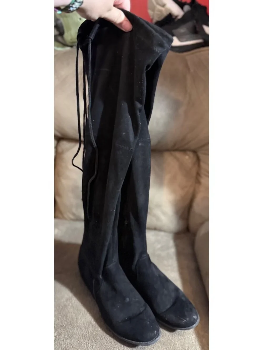 Black Suede Over‑the‑Knee Boots – Women’s Size 10